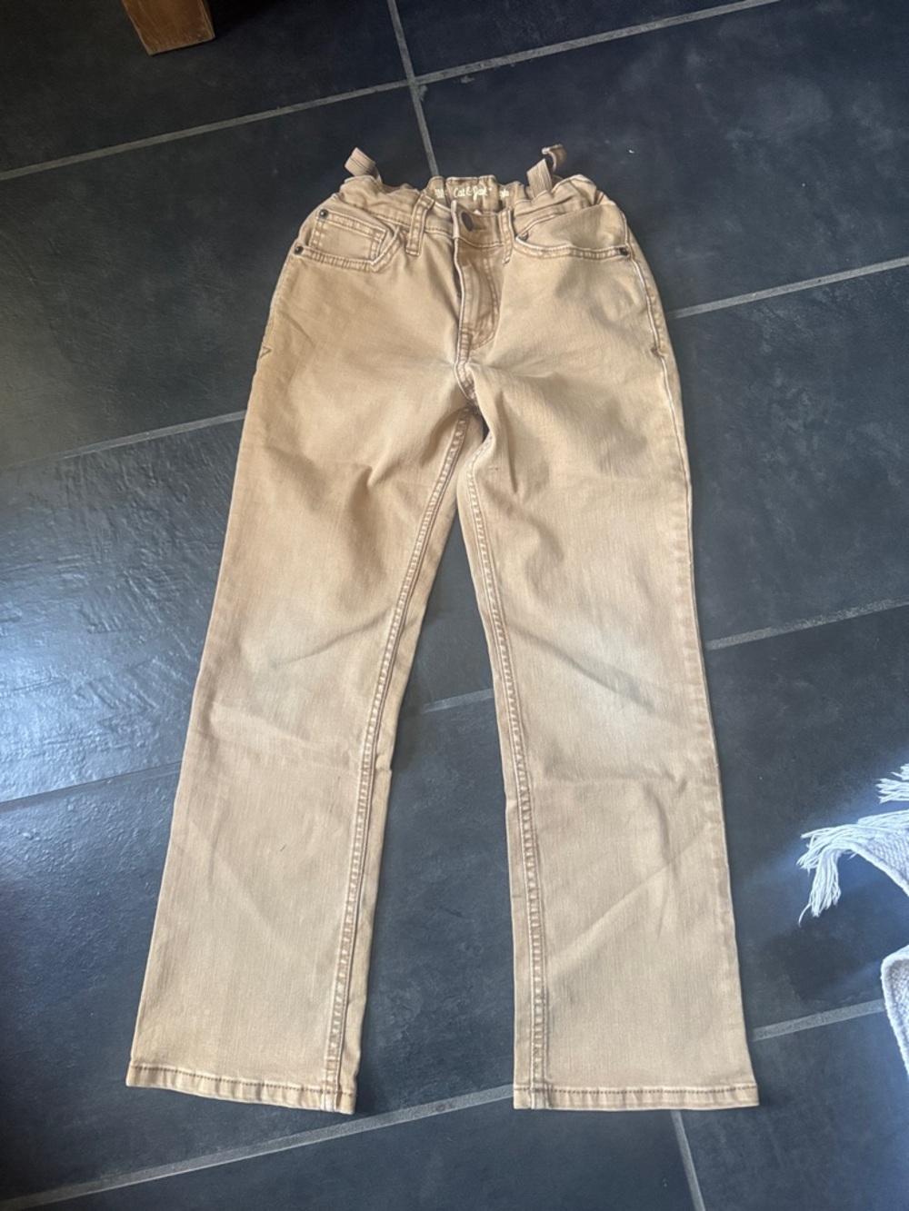 Cat & Jack Kids' Tan Elastic Paperbag Waist Pants